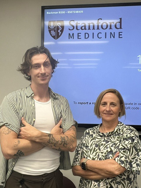 Stanford researchers Jeremy Bjelajac and Crystal Mackall.